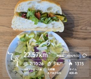 Nach dem Halbmarathon absichtlich ein gesundes Essen mit viel Salat